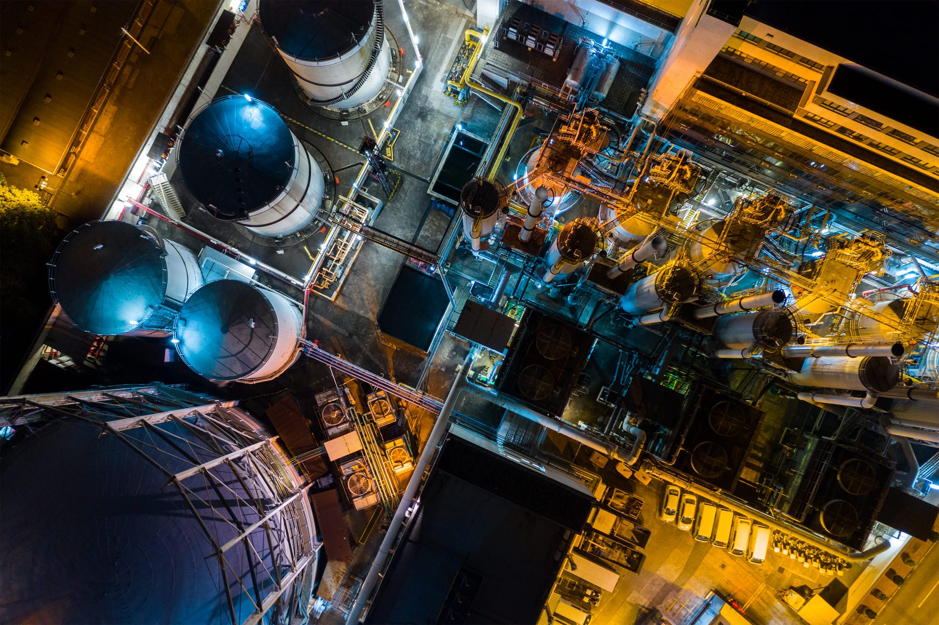 Complex pipeline infrastructure inside energy plant